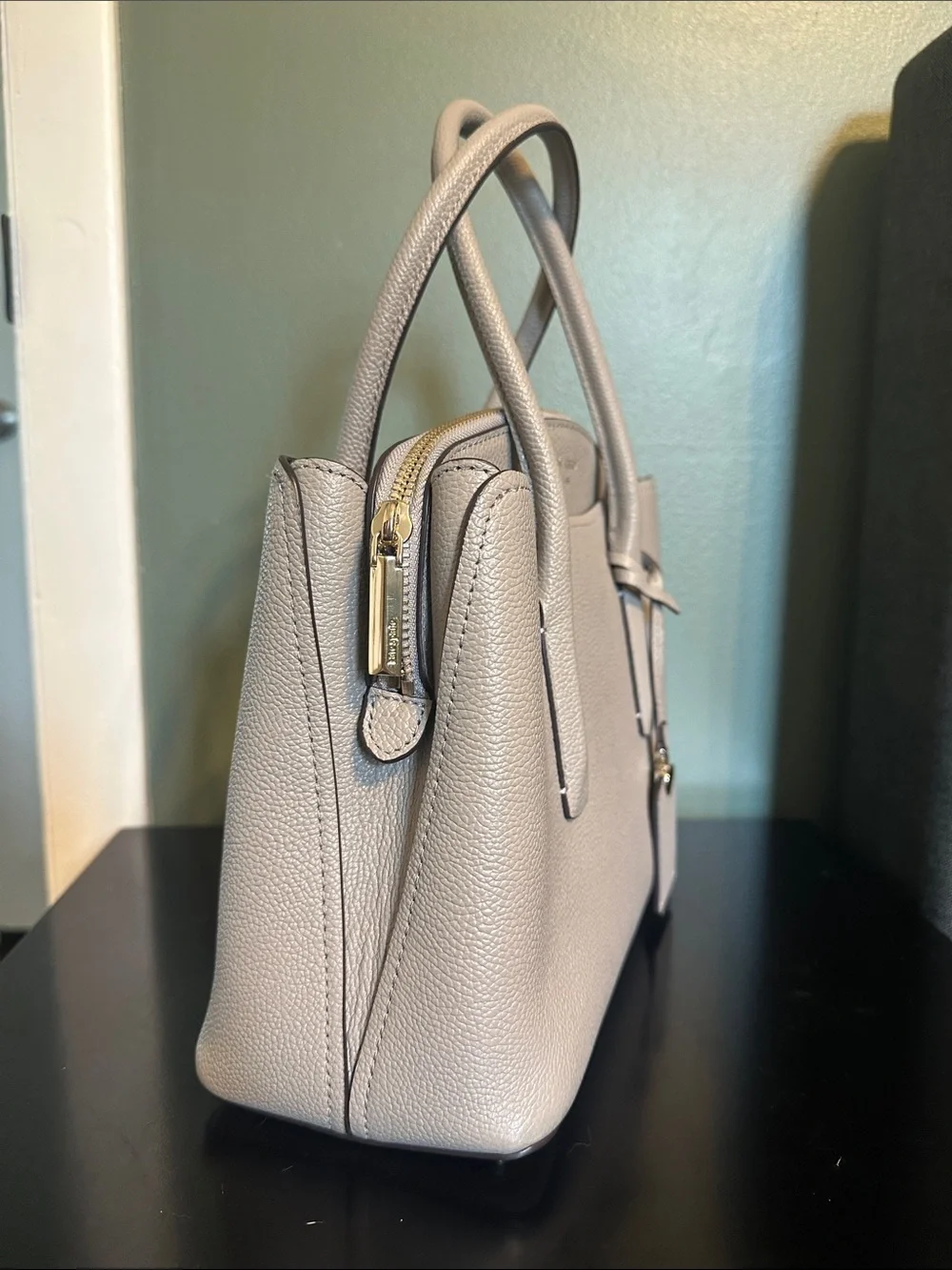 Kate Spade Medium Grey Margaux Satchel with crossbody strap